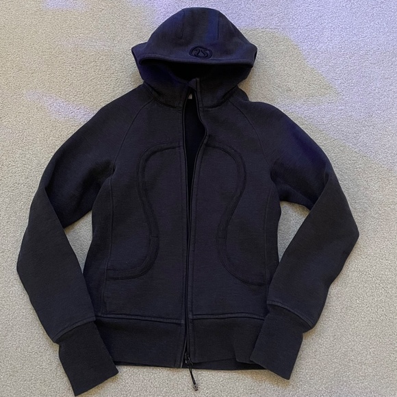 Lululemon Scuba Hoodie Heathered Black/Black Size 6 - Picture 3 of 5